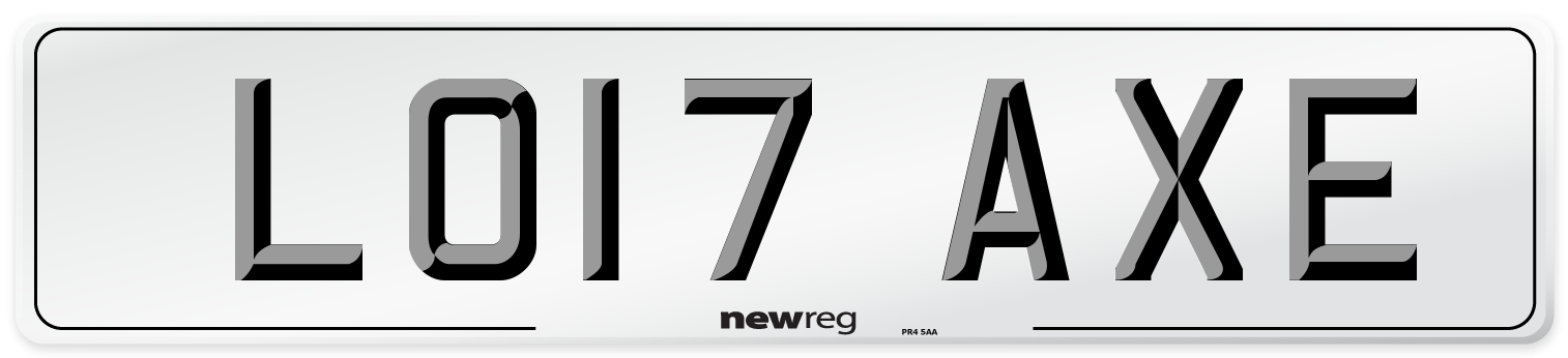 LO17 AXE Number Plate from New Reg